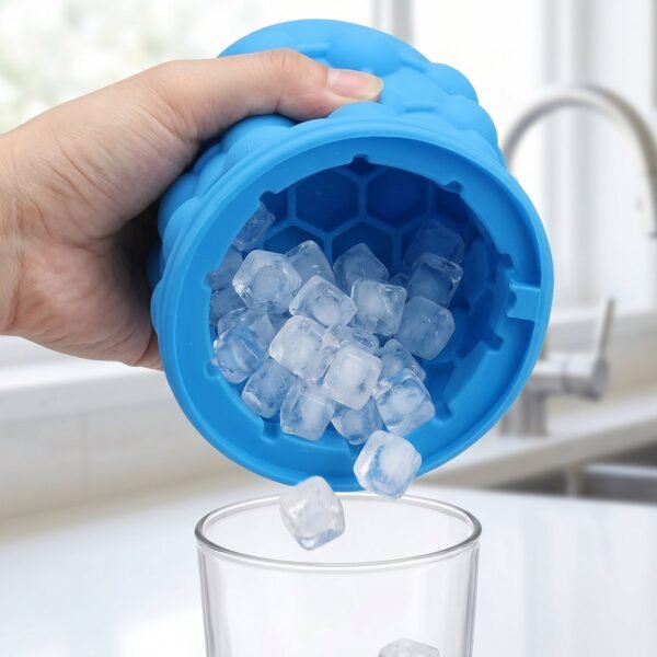 Silicone Ice Cube Maker Cup Squeeze to Pop Mould with Lid Space Sav...