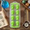 Plastic 8 Grid Ice Cube Tray with Lid Skull Shape Freezer Ice Mold (1 Pc)