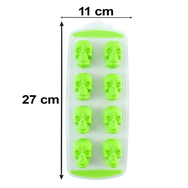 Plastic 8 Grid Ice Cube Tray with Lid Skull Shape Freezer Ice Mold (1 Pc)