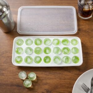 Plastic Ice Cube Tray – 21 Grid Round Mold with Lid