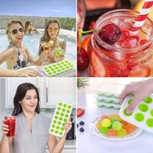 Plastic Ice Cube Tray – 21 Grid Round Mold with Lid