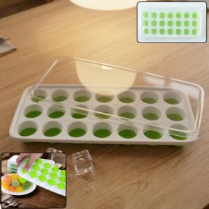 Plastic Ice Cube Tray – 21 Grid Round Mold with Lid