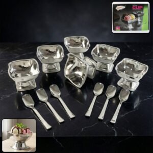Stainless Steel Ice Cream Cup Set – Elegant 6-Piece Dessert Bowls