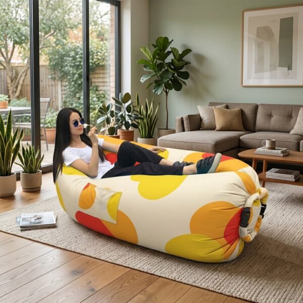 Inflatable Lounger – Portable Floral Print Outdoor Couch