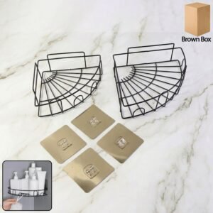 Shower Caddy Corner – 2 Pc Iron Bathroom Organizer | Mist & Relax