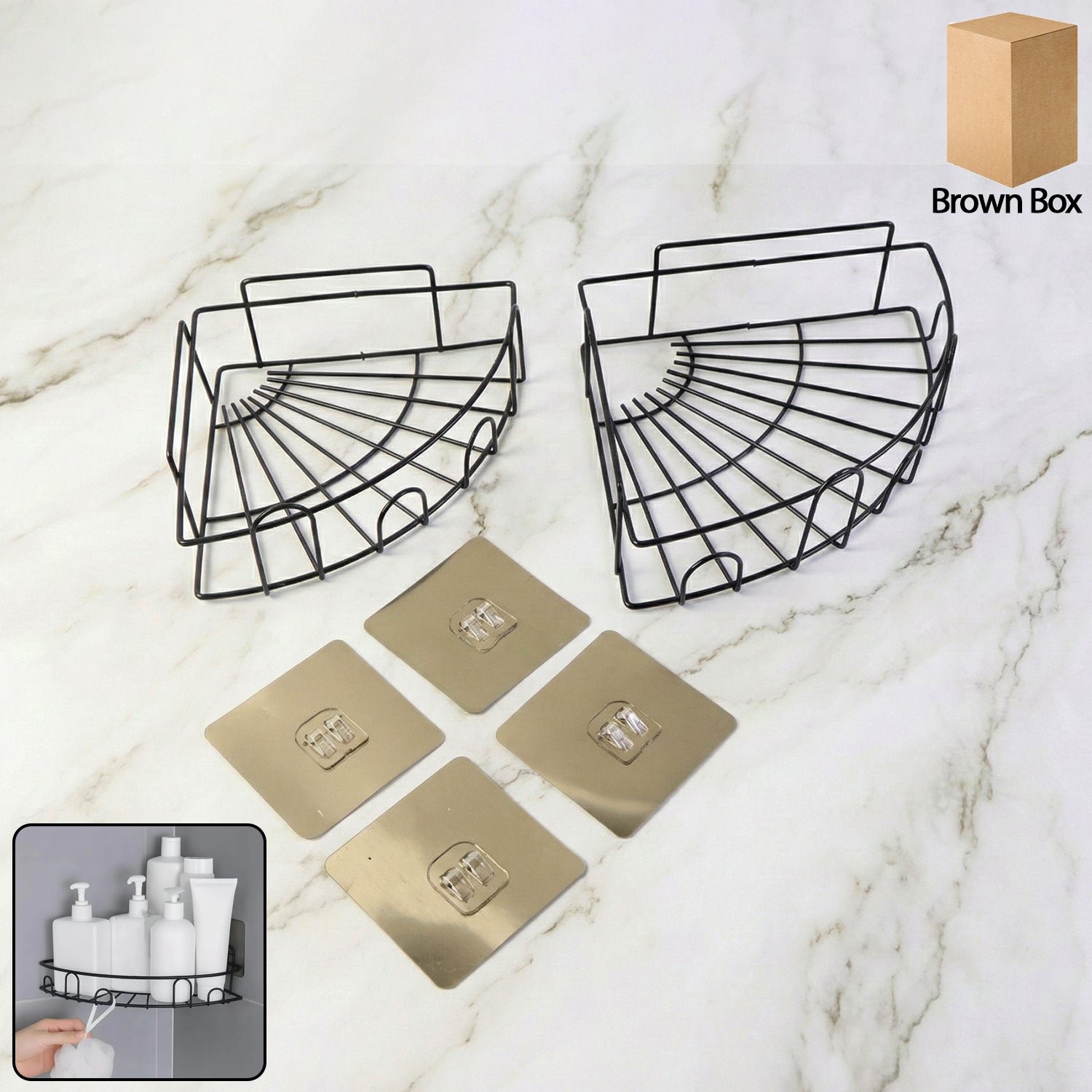 Shower Caddy Corner – 2 Pc Iron Bathroom Organizer | Mist & Relax
