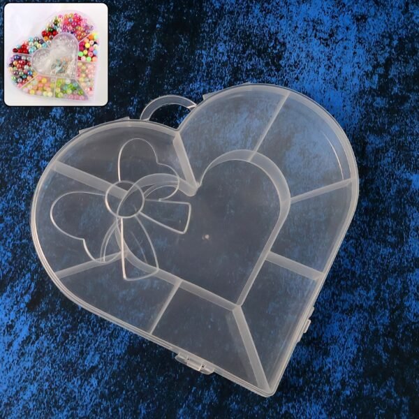 Heart-Shaped Plastic Bead Storage Organizer – 10 Adjustable Compartments