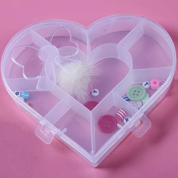 Heart-Shaped Plastic Bead Storage Organizer – 10 Adjustable Compartments