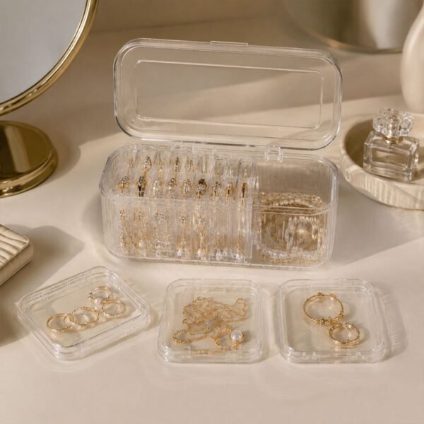 Acrylic Jewellery Storage Box – Clear Organizer with 10 Compartments