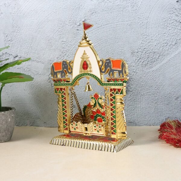 Pooja Jhula Mandir – Traditional Decorative Idol Swing with Bell
