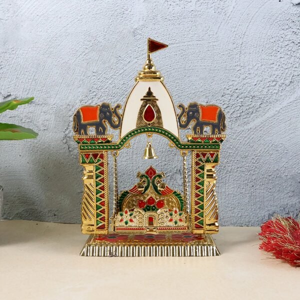 Pooja Jhula Mandir – Traditional Decorative Idol Swing with Bell