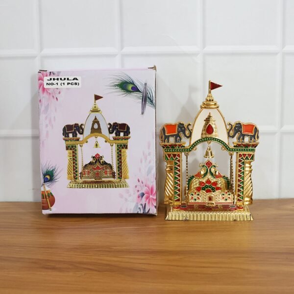 Pooja Jhula Mandir – Traditional Decorative Idol Swing with Bell