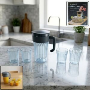 Plastic Water Jug with 4 Glasses Set – Perfect for Home Use