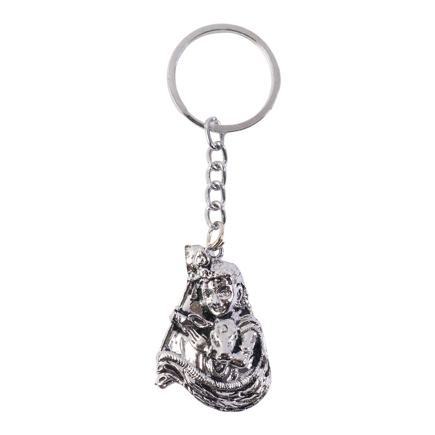 Silver Finish Bal Krishna Metal Keychain – Elegant Devotional Charm
