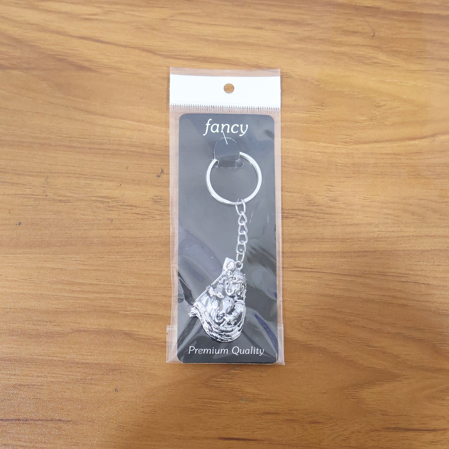 Silver Finish Bal Krishna Metal Keychain – Elegant Devotional Charm