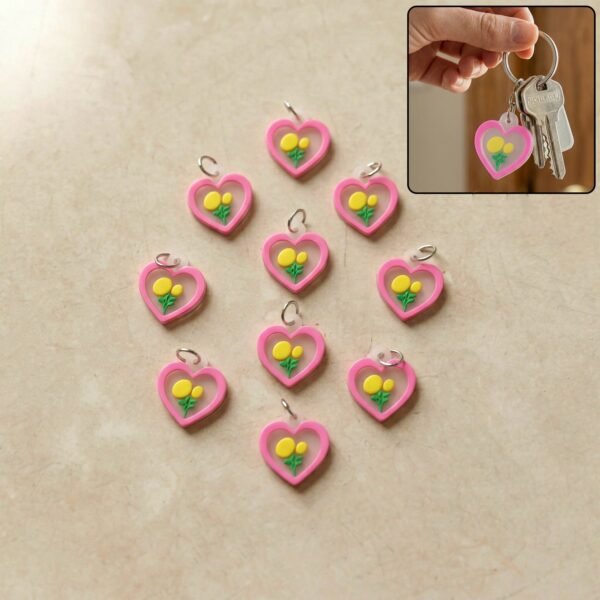 Cute Heart & Flower Bag Charm Set – Versatile & Stylish