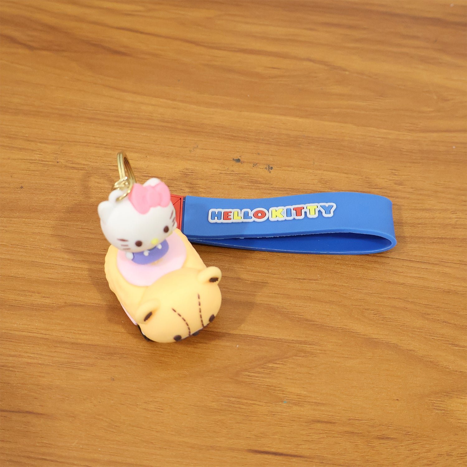 Cartoon Cat Silicone Keychain – Cute Soft Key Holder with Wrist Strap