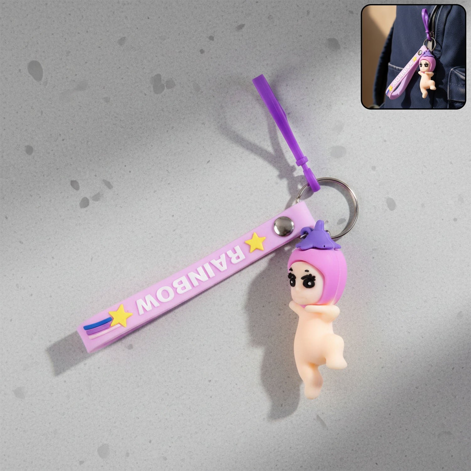 Baby Doll Silicone Keychain – Soft Cute Cartoon Charm