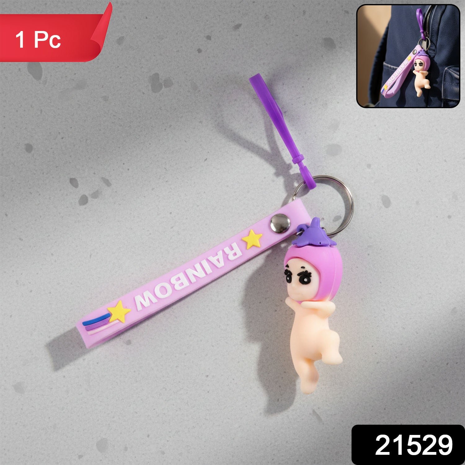 Baby Doll Silicone Keychain – Soft Cute Cartoon Charm