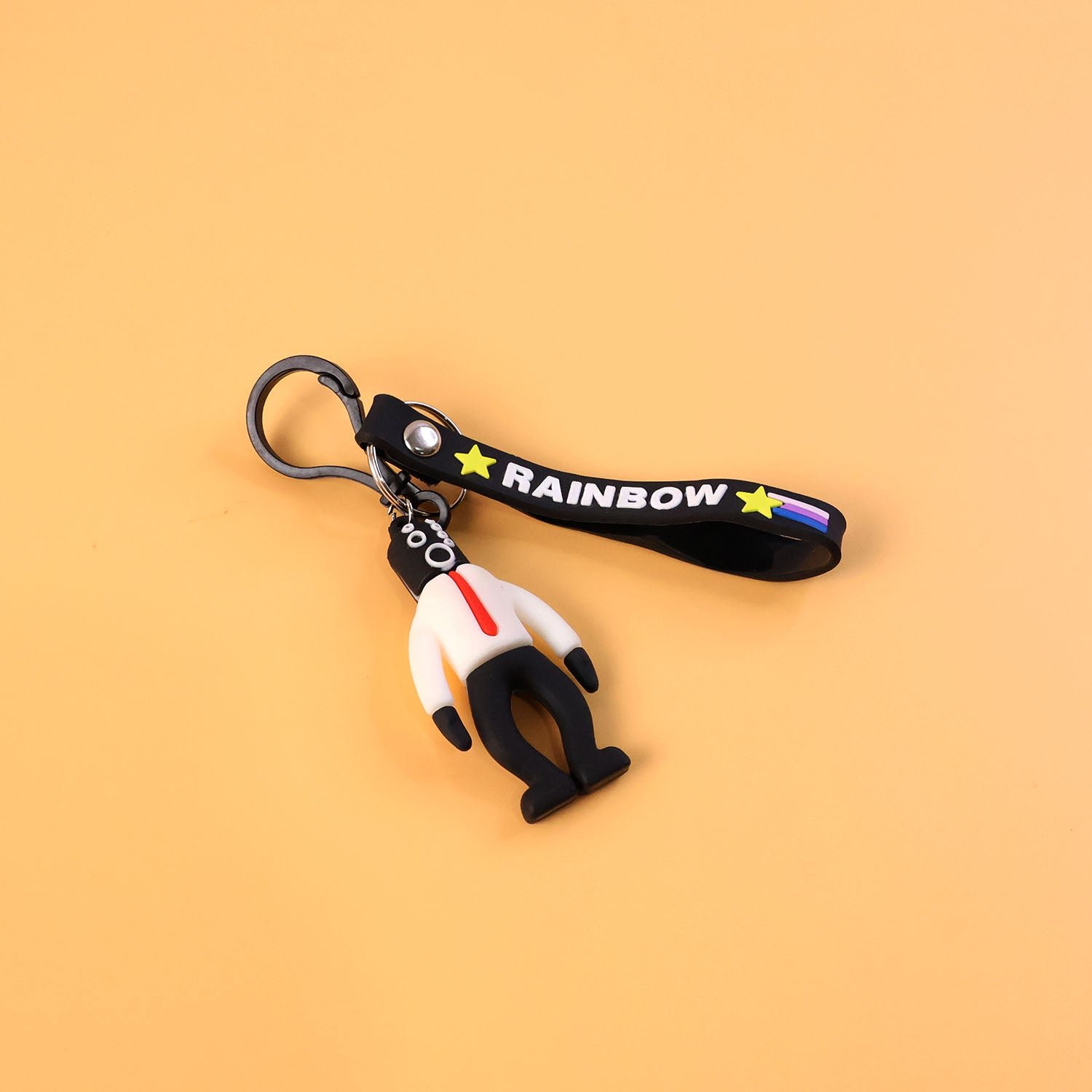 Cartoon Man Keychain – Lightweight with Rainbow Strap