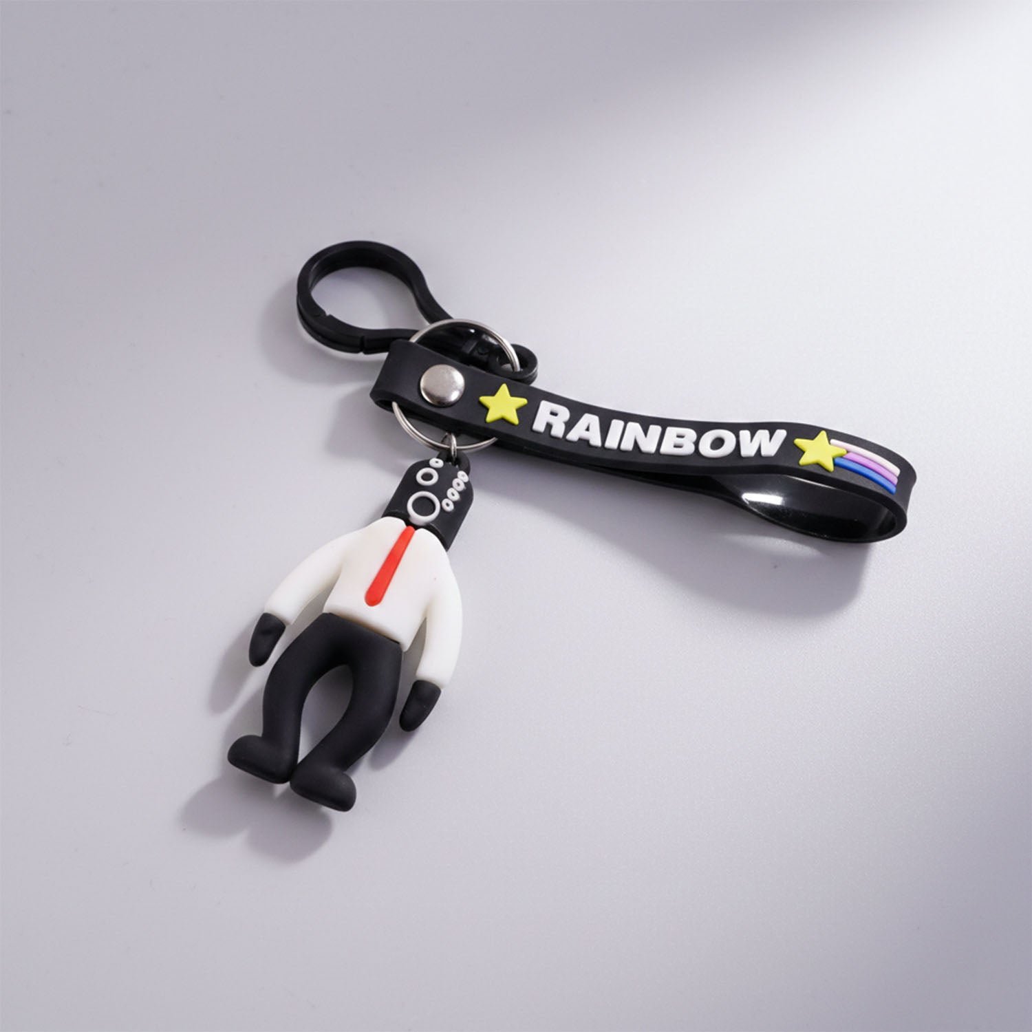 Cartoon Man Keychain – Lightweight with Rainbow Strap