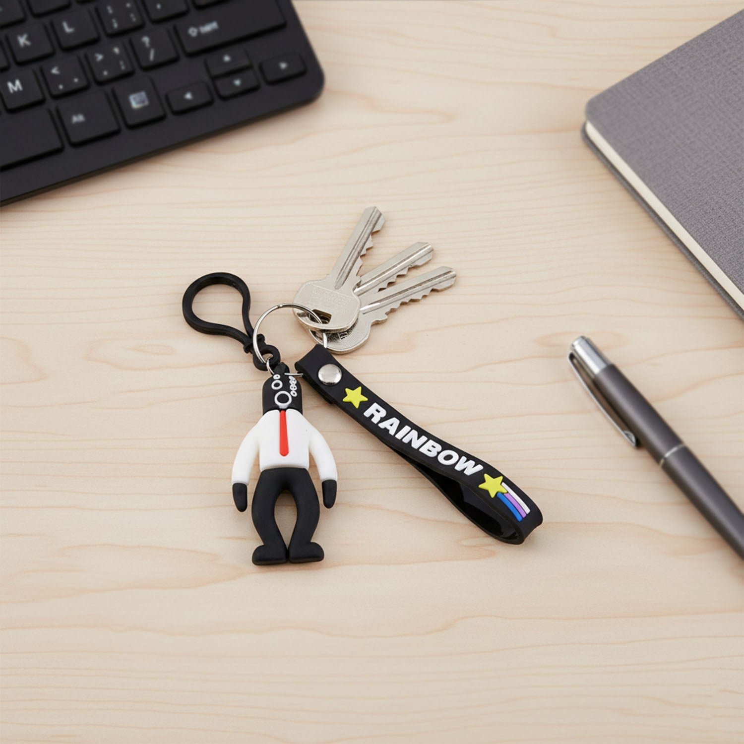 Cartoon Man Keychain – Lightweight with Rainbow Strap