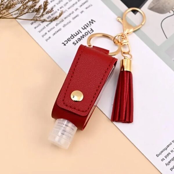 Hand Sanitizer Holder Keychain – Stylish Faux Leather with Tassel
