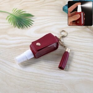 Hand Sanitizer Holder Keychain – Stylish Faux Leather with Tassel