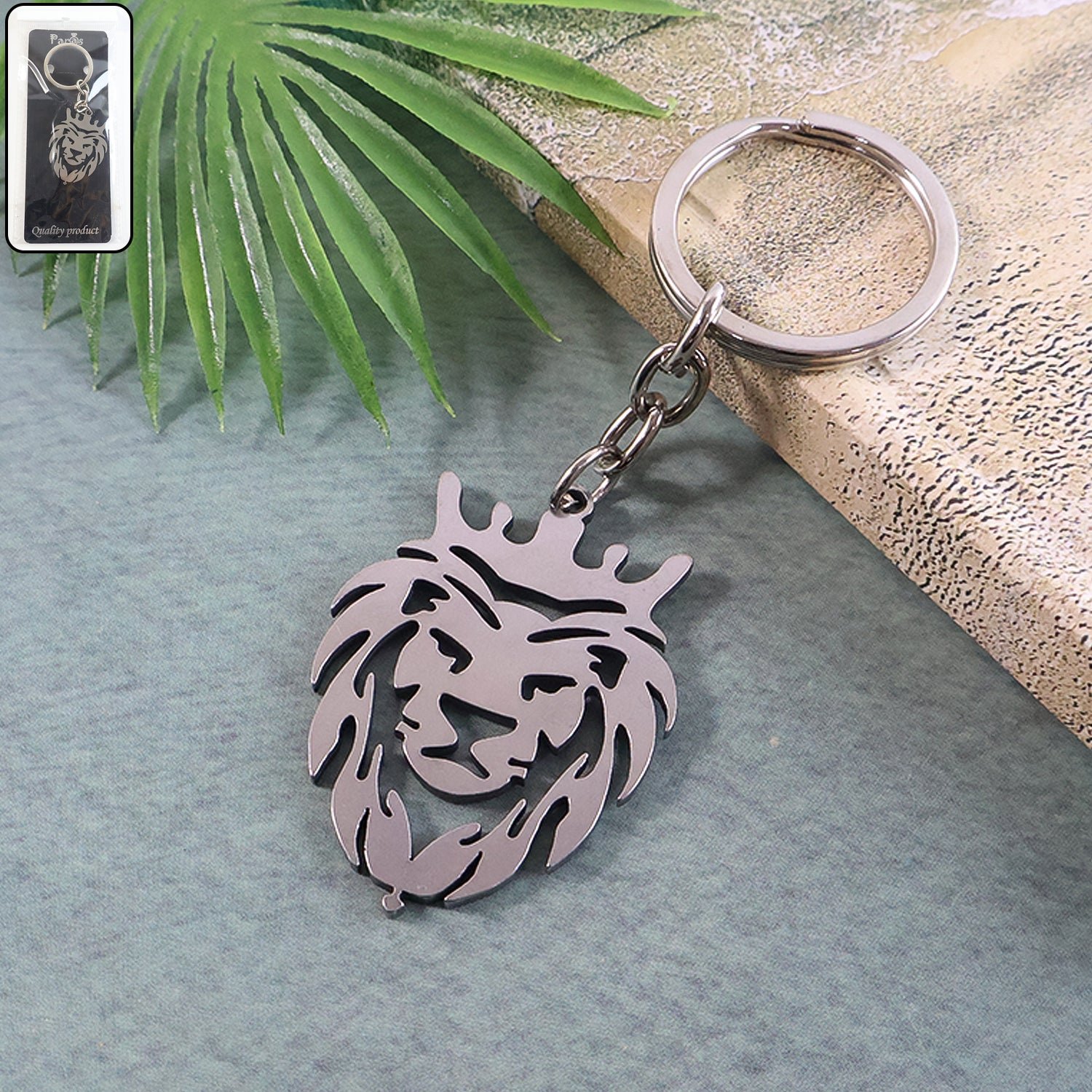 Lion Head Keychain – Stainless Steel Durable Crown Design