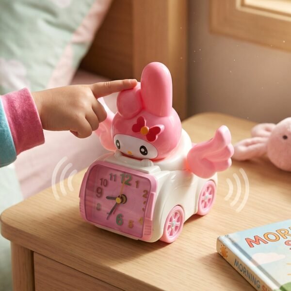 Kids Alarm Clock – Fun Cartoon Bunny Car Design for Bedrooms