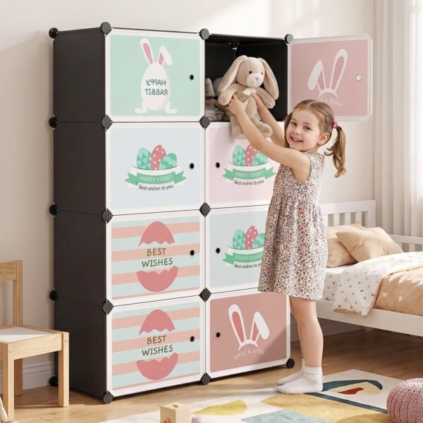 8 Compartment Modular Plastic Kids Storage Cabinet Wardrobe (1 Set)