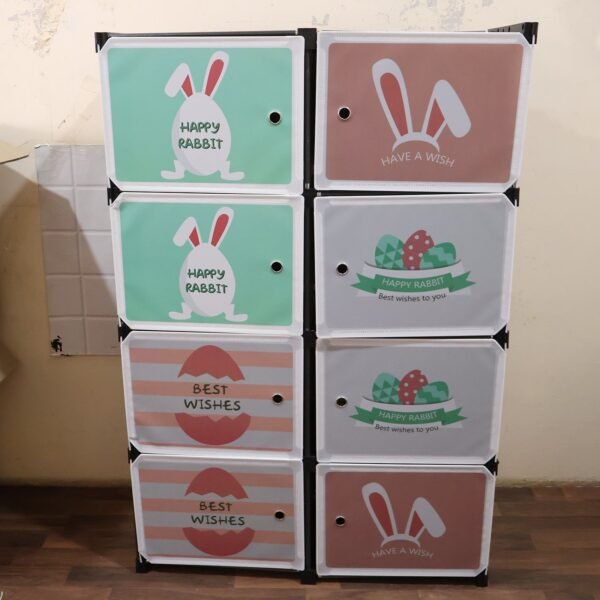 8 Compartment Modular Plastic Kids Storage Cabinet Wardrobe (1 Set)