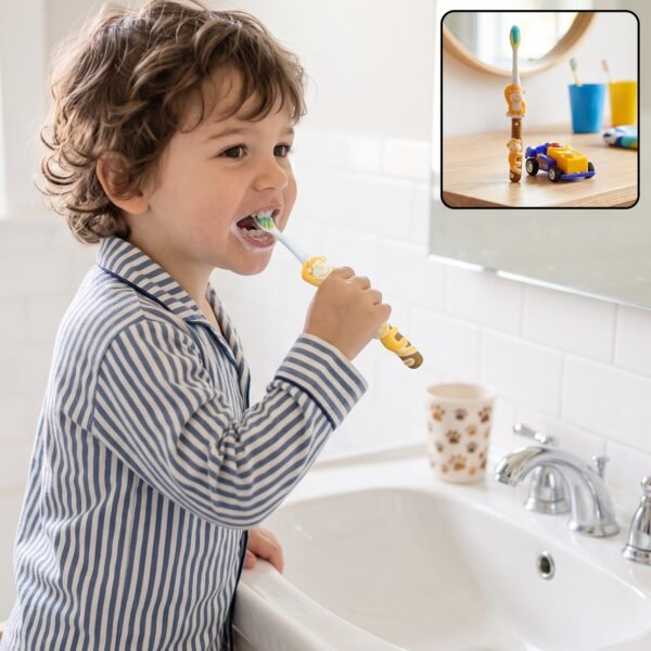 Kids Cartoon Toothbrush with Toy, Soft Bristle Children Brush (2 Pcs)
