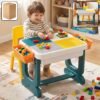 Kids Building Block Activity Table and Chair Set with Storage Bins, STUDY TABLE (2 Pc Set)