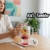 Kids Tumbler 900ml with Handle Lid and Straw Ribbed Water Sipper Cu...