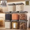 Plastic Food Storage Container Set 700ml Airtight Pantry Jars (8 Pc Set)