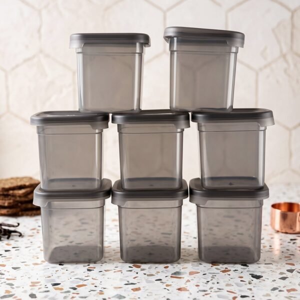 Plastic Food Storage Container Set 700ml Airtight Pantry Jars (8 Pc Set)