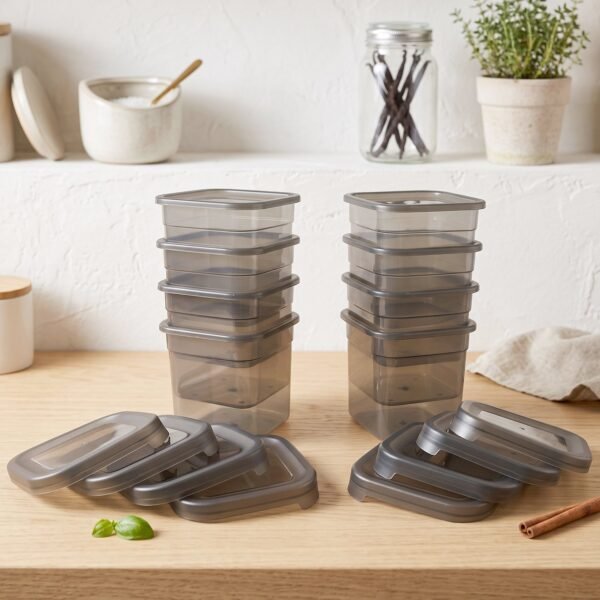 Plastic Food Storage Container Set 700ml Airtight Pantry Jars (8 Pc Set)