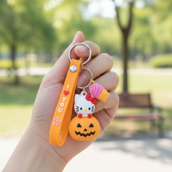 Kitty Pumpkin Keychain, Cute Cartoon Bag Charm Accessory