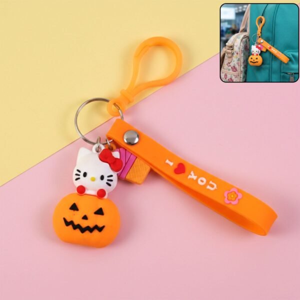 Kitty Pumpkin Keychain, Cute Cartoon Bag Charm Accessory