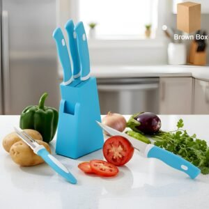 Stainless Steel Knife Set – 6 Pc Kitchen Tools with Stand | Indo Glow