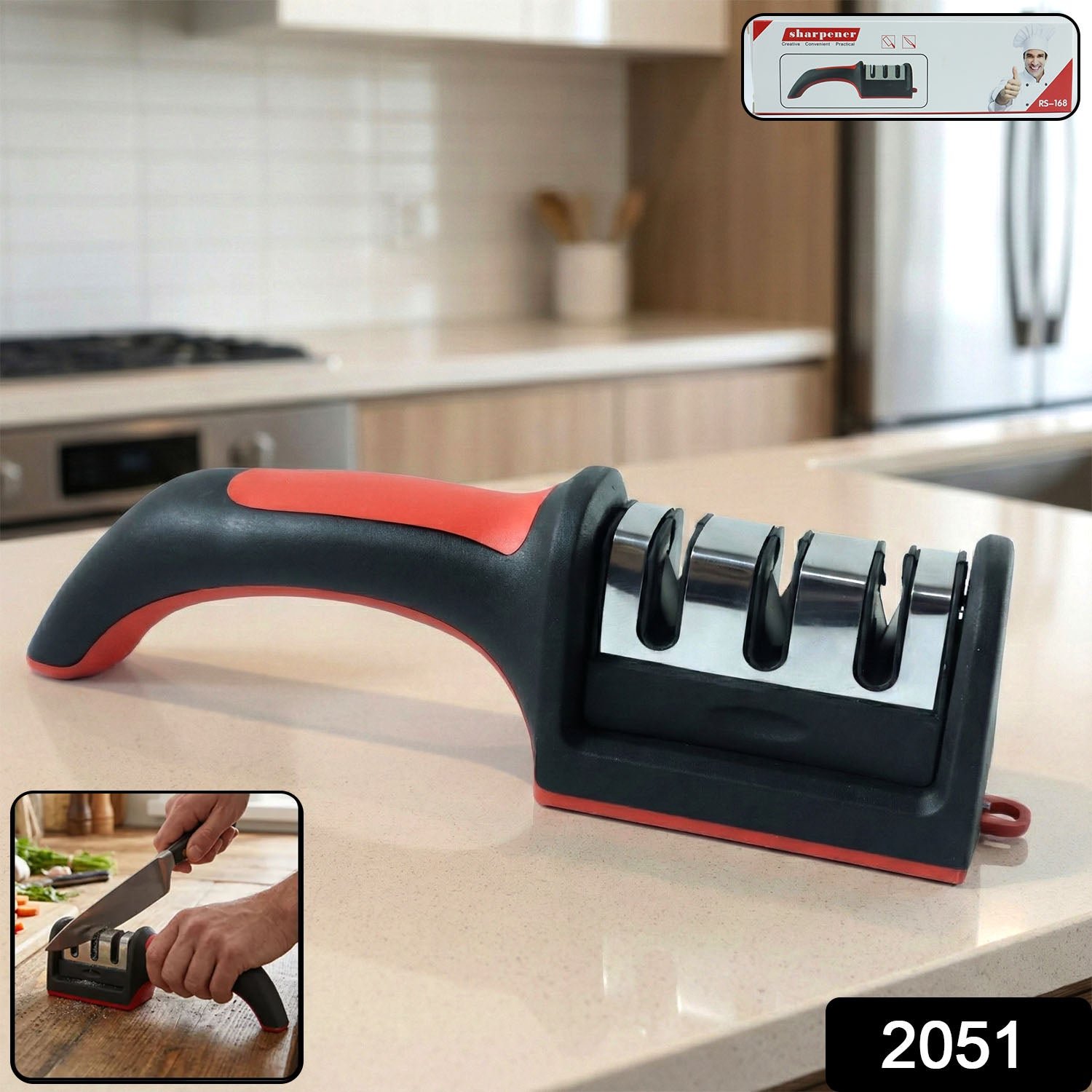 3-Stage Manual Knife Sharpener – Ceramic & Steel Blades | ToolMate Pro