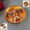 Kumkum-Thali-Holder-01 Peacock Meenakari Pooja Tray – Elegant Gold-Tone with Kumkum Bowls