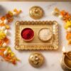 Kumkum Holder – Elegant Golden Floral Pooja Accessories
