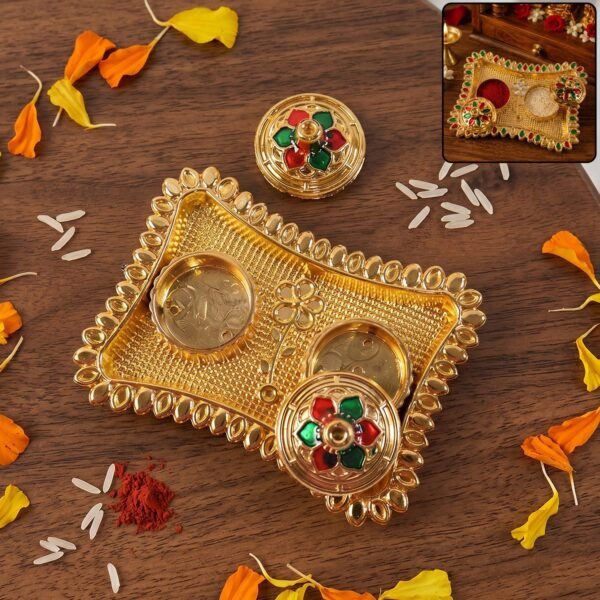 Kumkum Holder – Elegant Meenakari Floral Design for Pooja