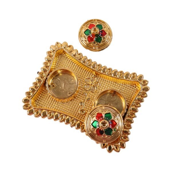 Kumkum Holder – Elegant Meenakari Floral Design for Pooja