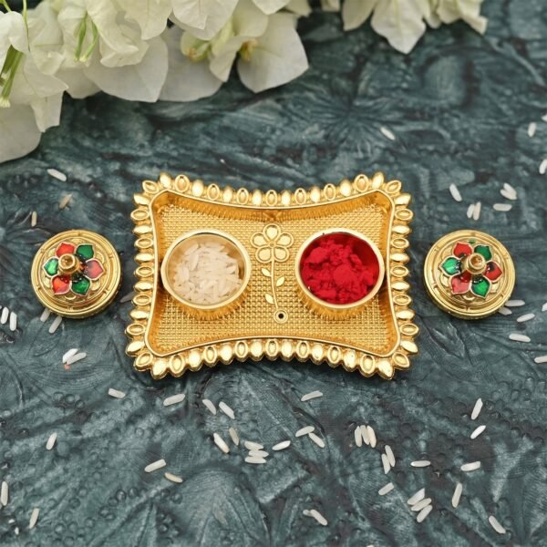 Kumkum Holder – Elegant Meenakari Floral Design for Pooja