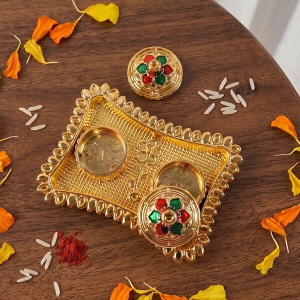 Kumkum Holder – Elegant Meenakari Floral Design for Pooja