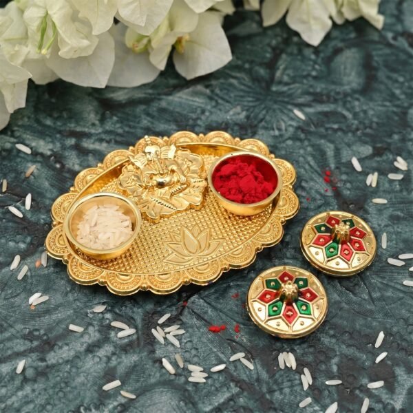 Ganesh Kumkum Holder, Elegant Meenakari Pooja Accessory
