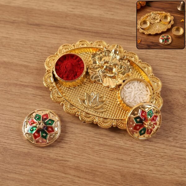 Ganesh Kumkum Holder, Elegant Meenakari Pooja Accessory